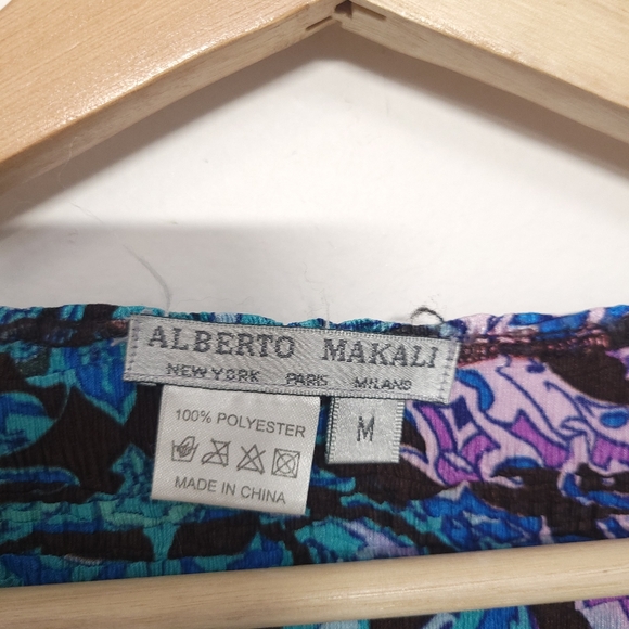 Alberto Makali blouse stretch textured crinkle sequins beads top Lavender Royal - Picture 6 of 12